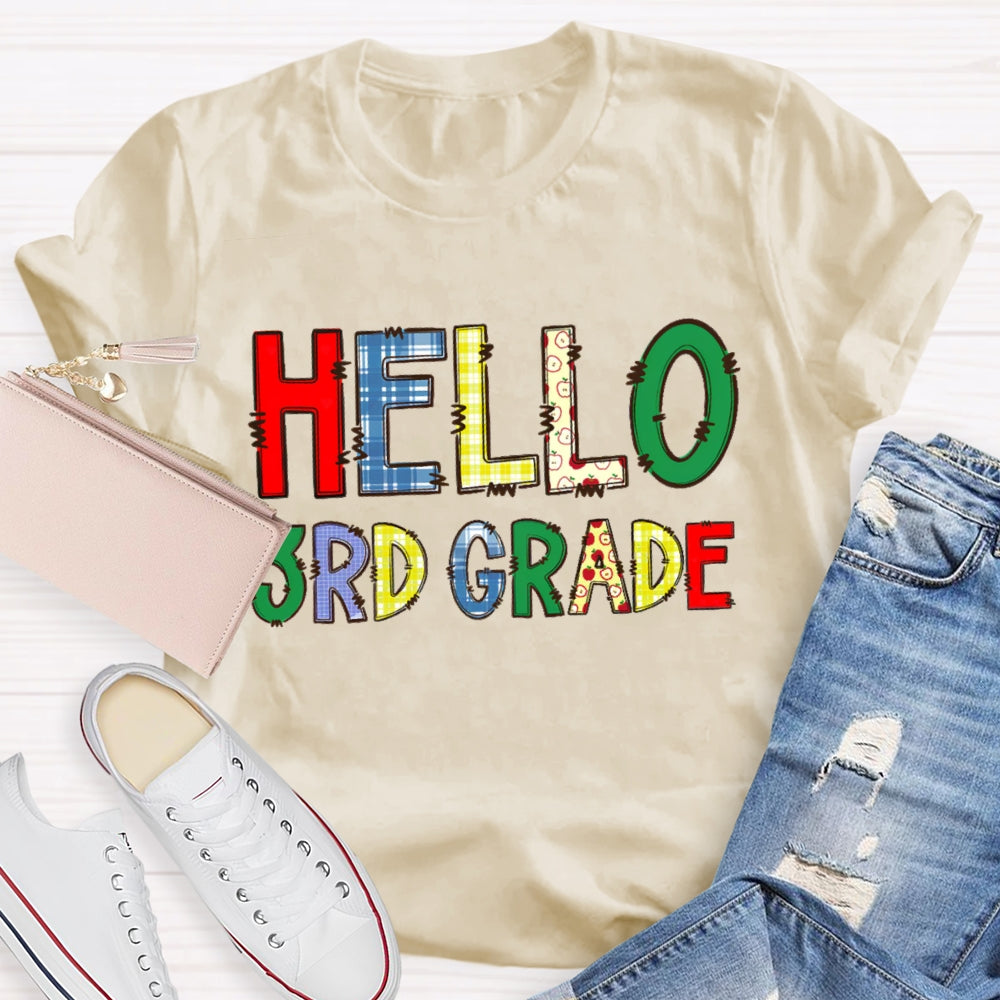 Personalized  Grade Hello Funny Letters T-shirt