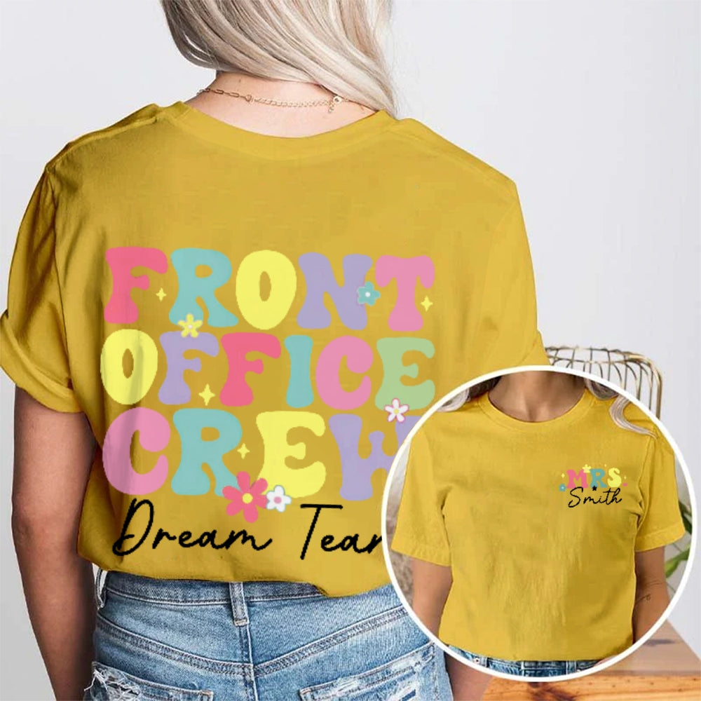 Personalized Name Front Office Crew Double Dream Team Printed T-shirt