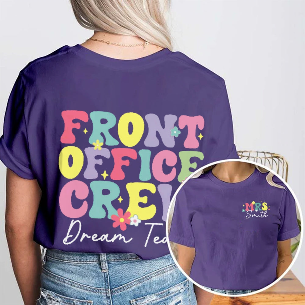 Personalized Name Front Office Crew Double Dream Team Printed T-shirt