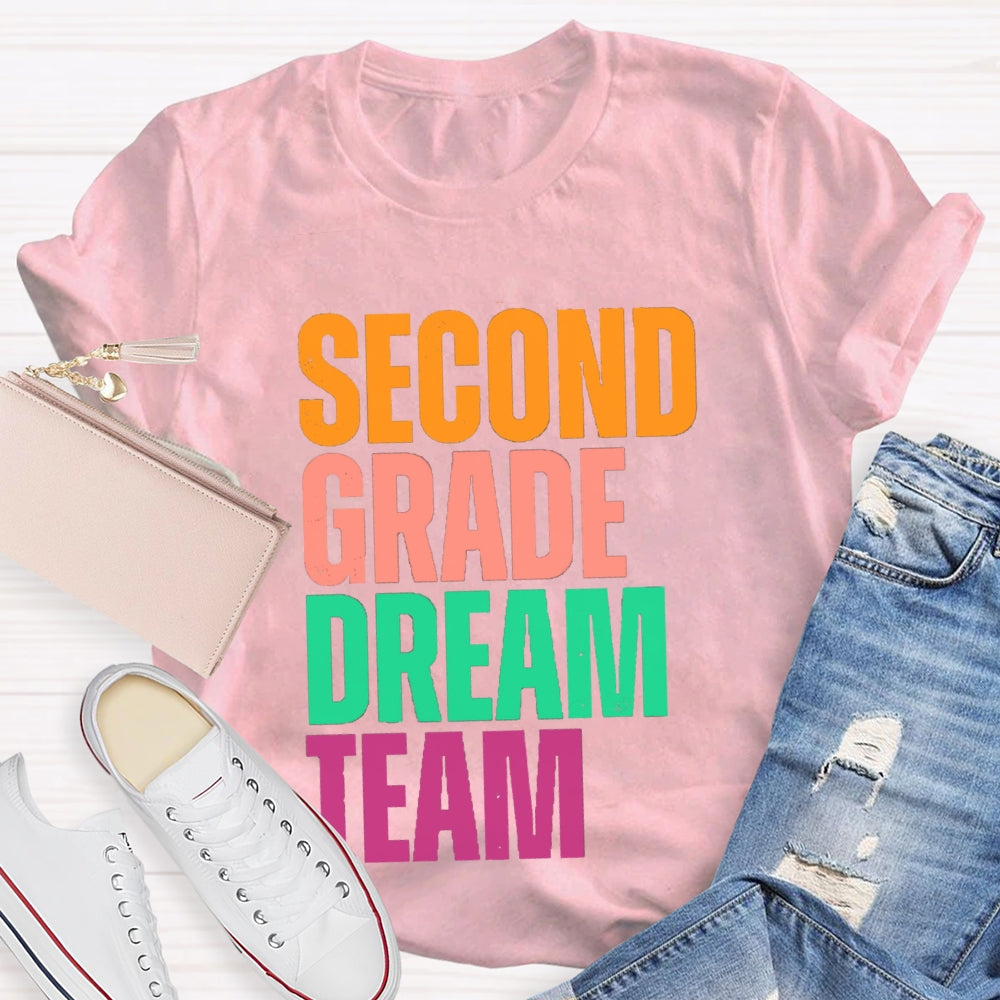 Personalized Grade Dream Team Contrasting Letter Design T-Shirt