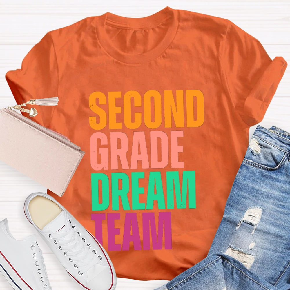 Personalized Grade Dream Team Contrasting Letter Design T-Shirt