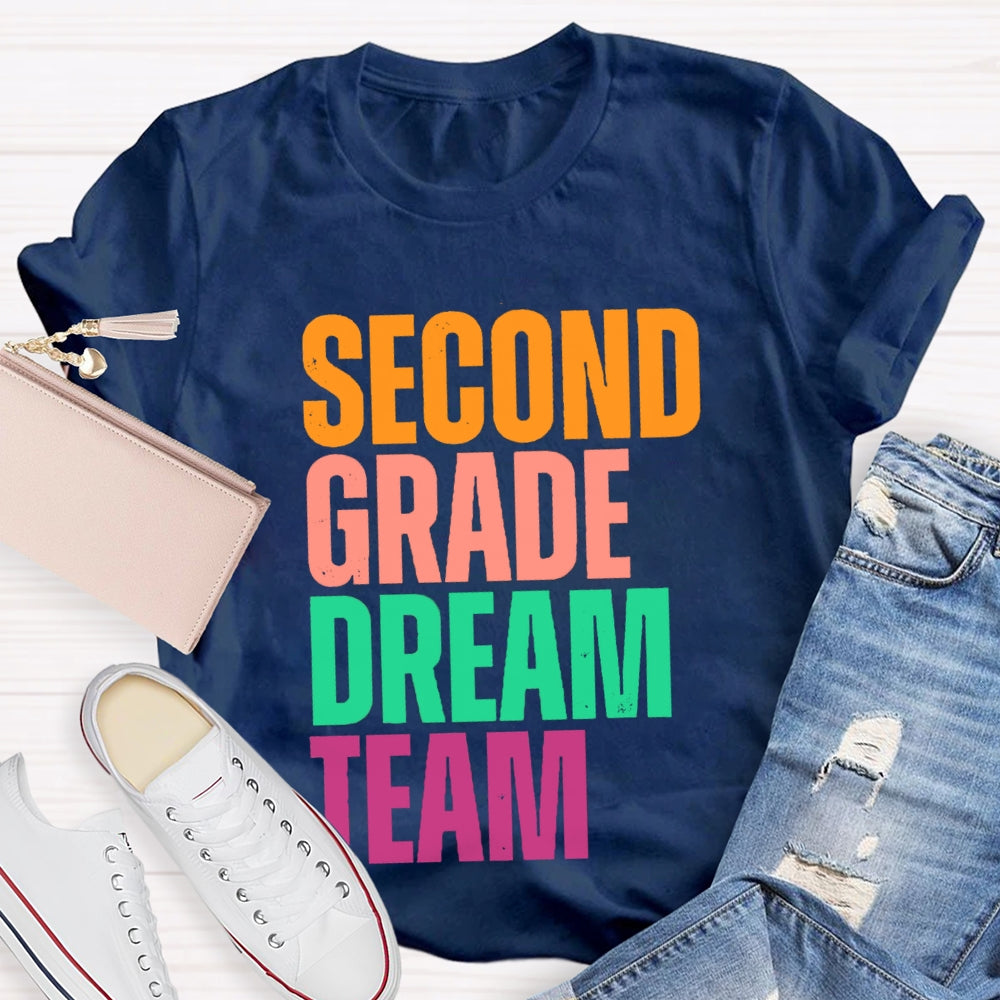Personalized Grade Dream Team Contrasting Letter Design T-Shirt