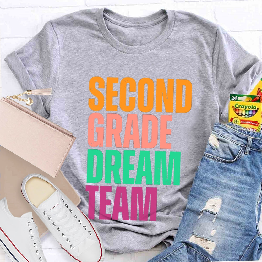 Personalized Grade Dream Team Contrasting Letter Design T-Shirt