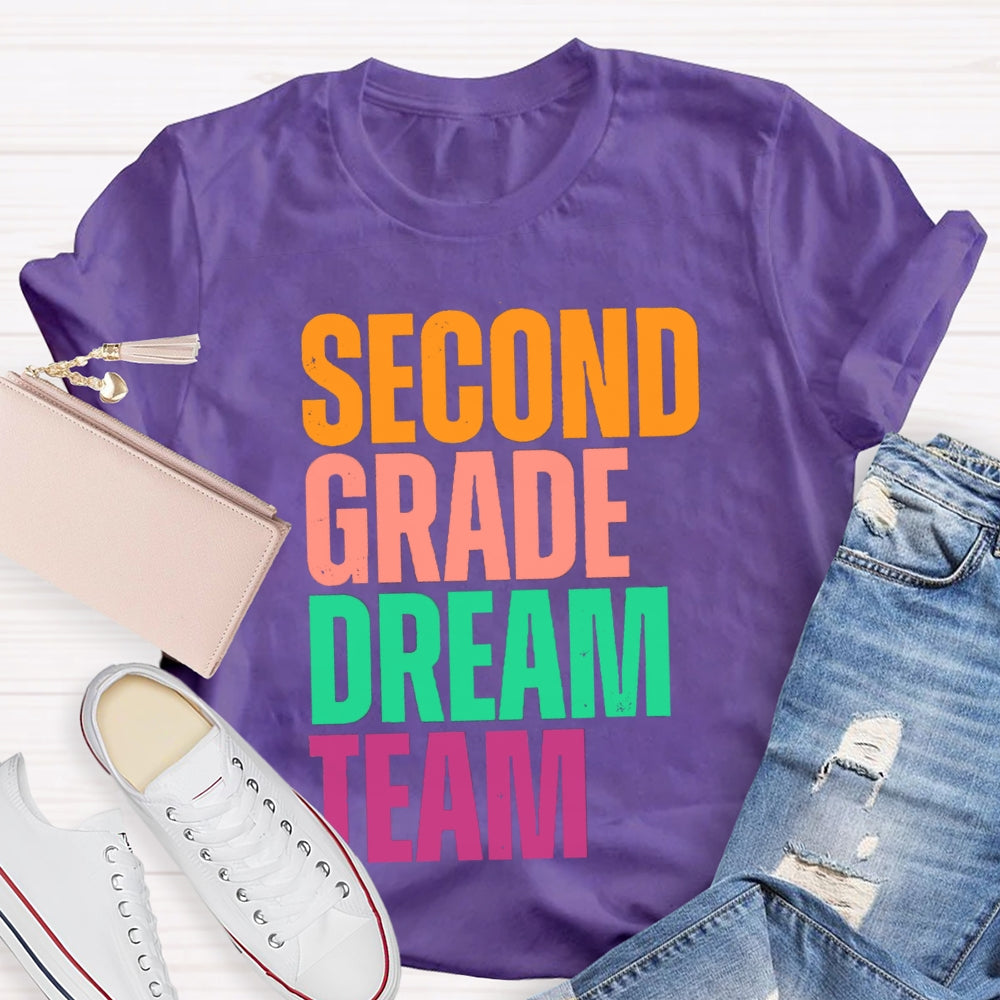 Personalized Grade Dream Team Contrasting Letter Design T-Shirt