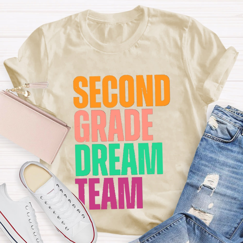 Personalized Grade Dream Team Contrasting Letter Design T-Shirt