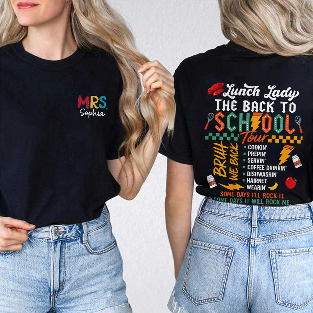 Personalized Name Lunch Lady The Back To School Tour Double Printed T-Shirt