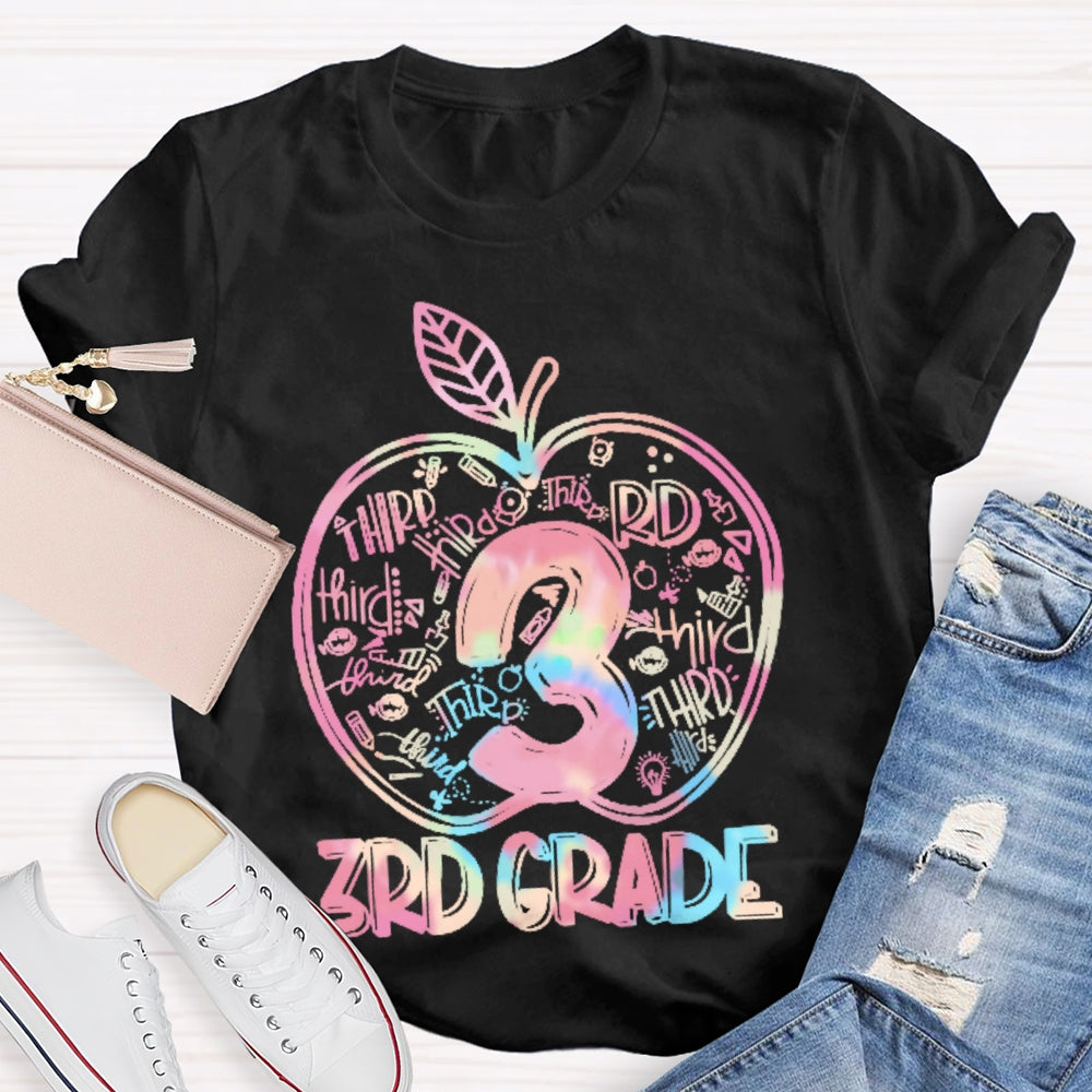 Personalized Grade 3rd Grade Colored Apples Funny T-shirt