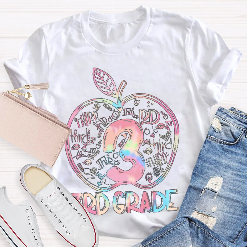 Personalized Grade 3rd Grade Colored Apples Funny T-shirt