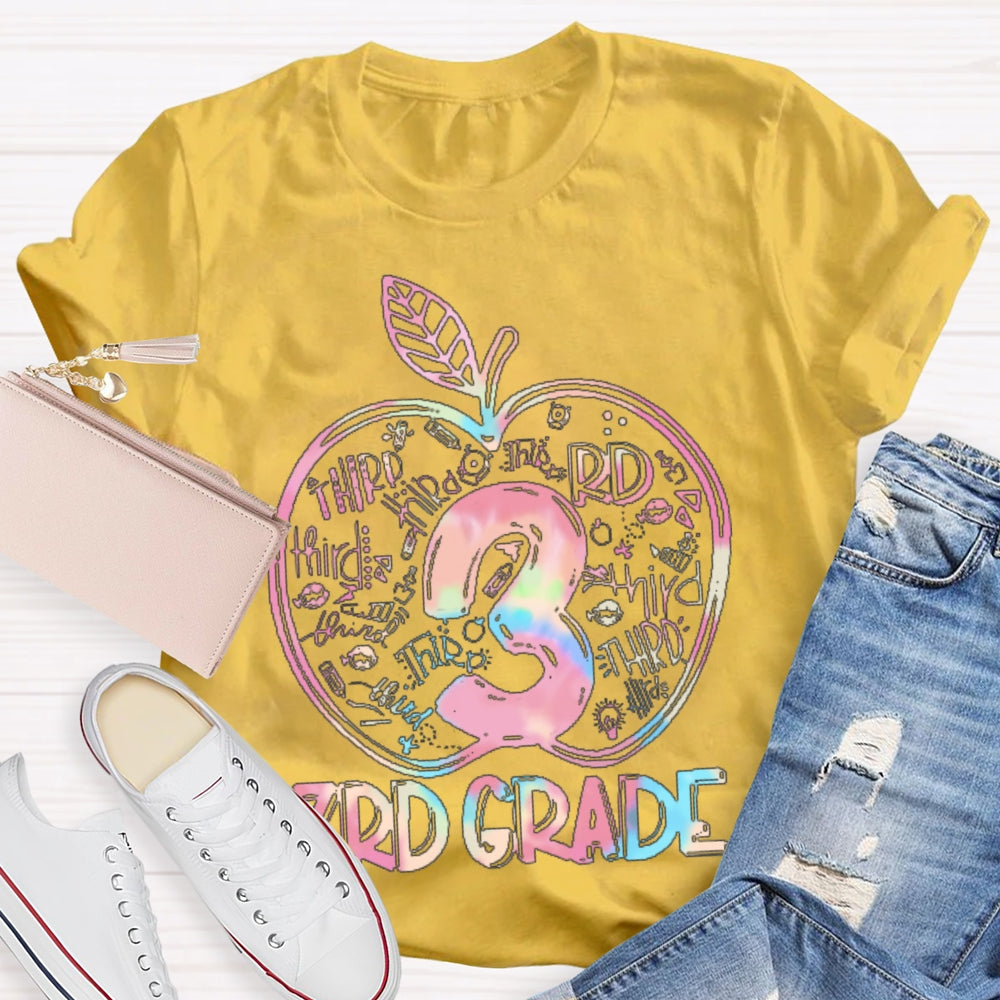 Personalized Grade 3rd Grade Colored Apples Funny T-shirt