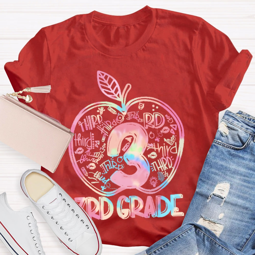 Personalized Grade 3rd Grade Colored Apples Funny T-shirt