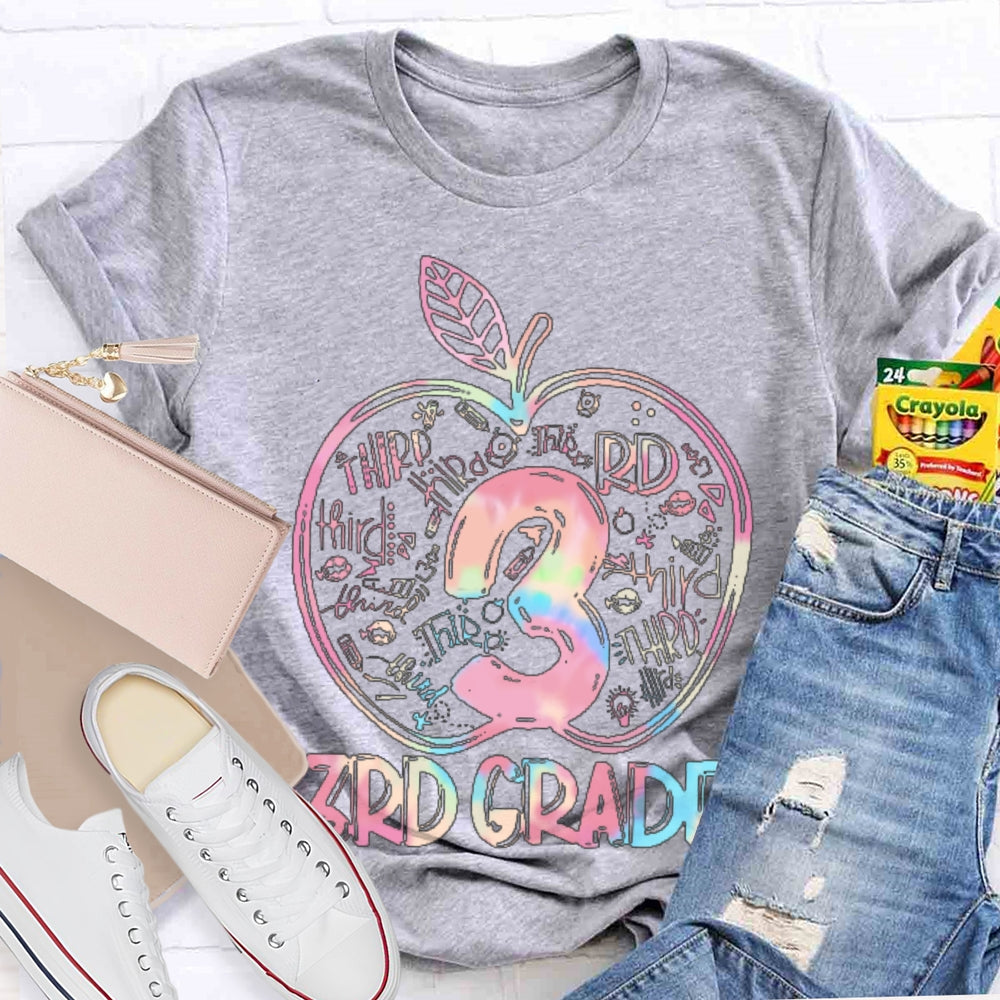 Personalized Grade 3rd Grade Colored Apples Funny T-shirt