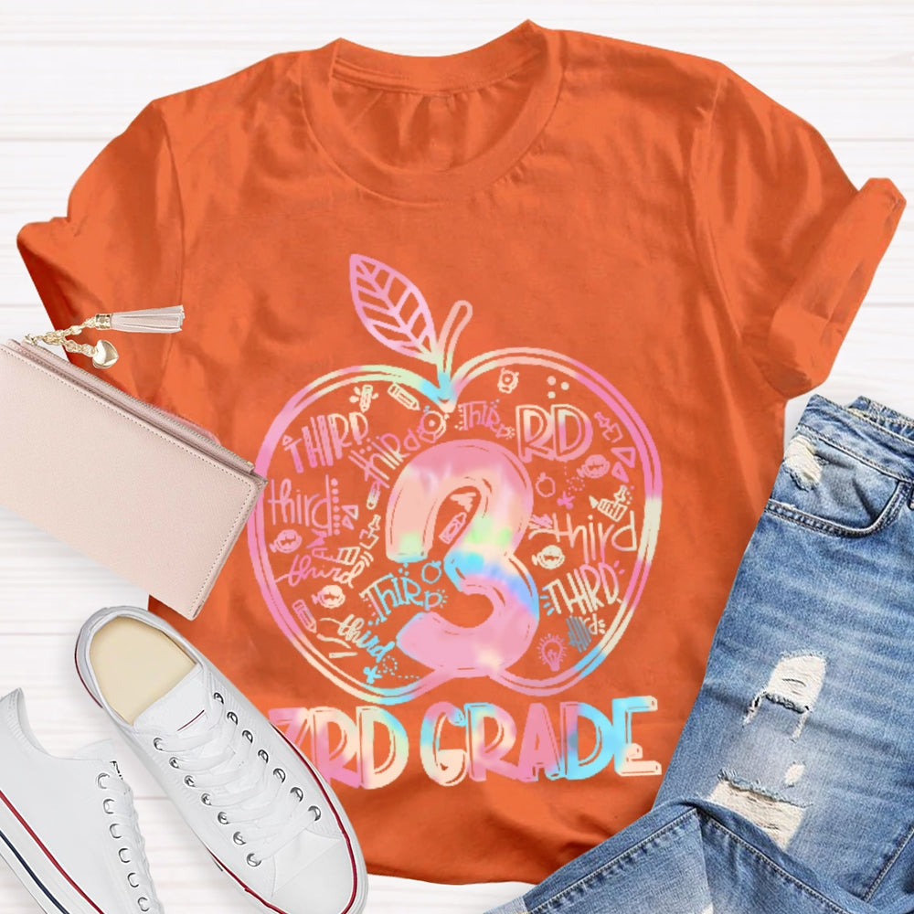 Personalized Grade 3rd Grade Colored Apples Funny T-shirt