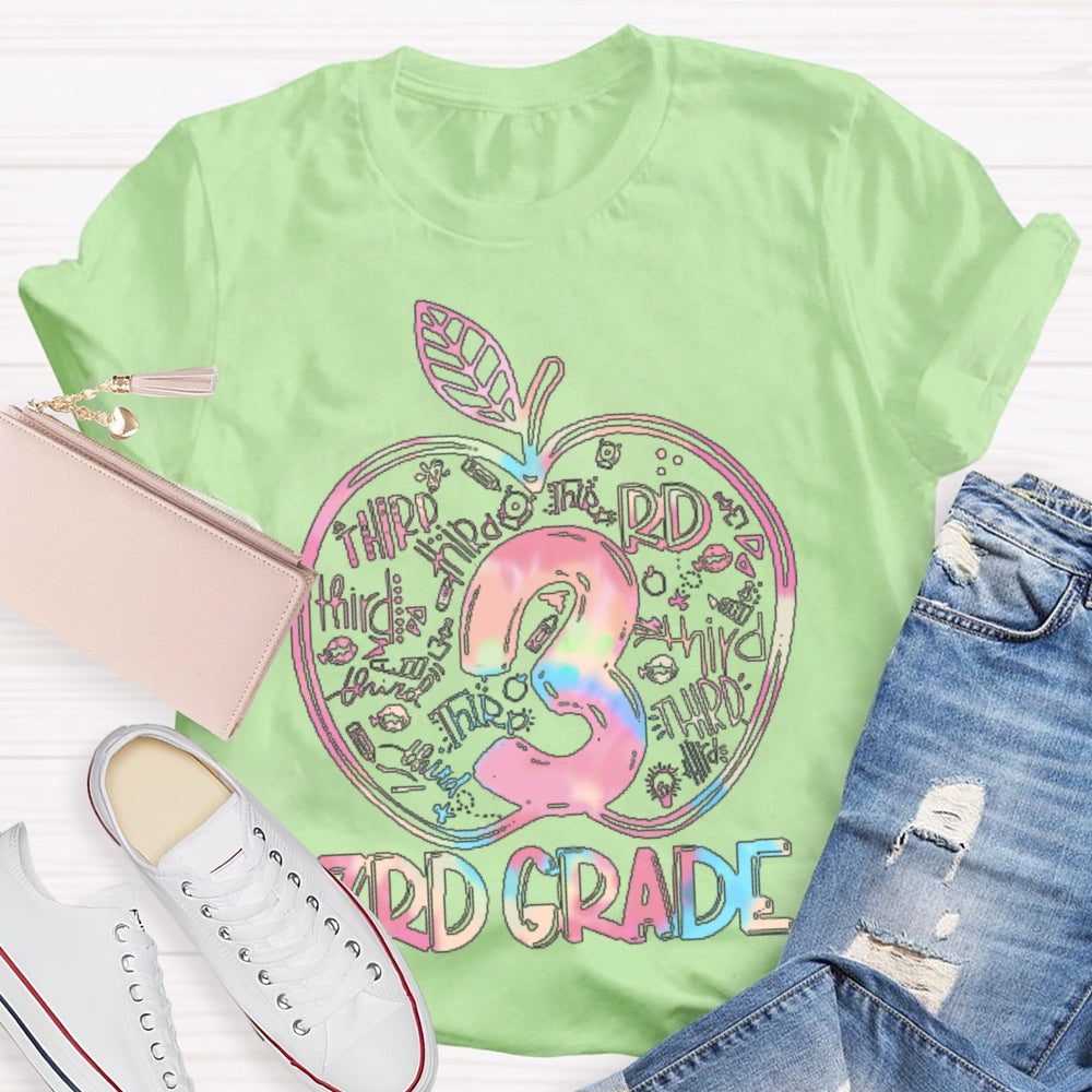 Personalized Grade 3rd Grade Colored Apples Funny T-shirt