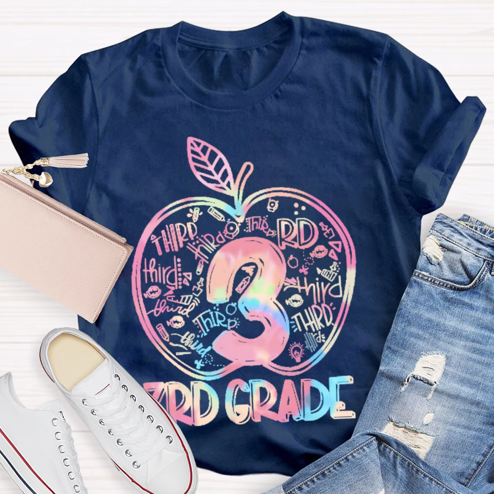 Personalized Grade 3rd Grade Colored Apples Funny T-shirt