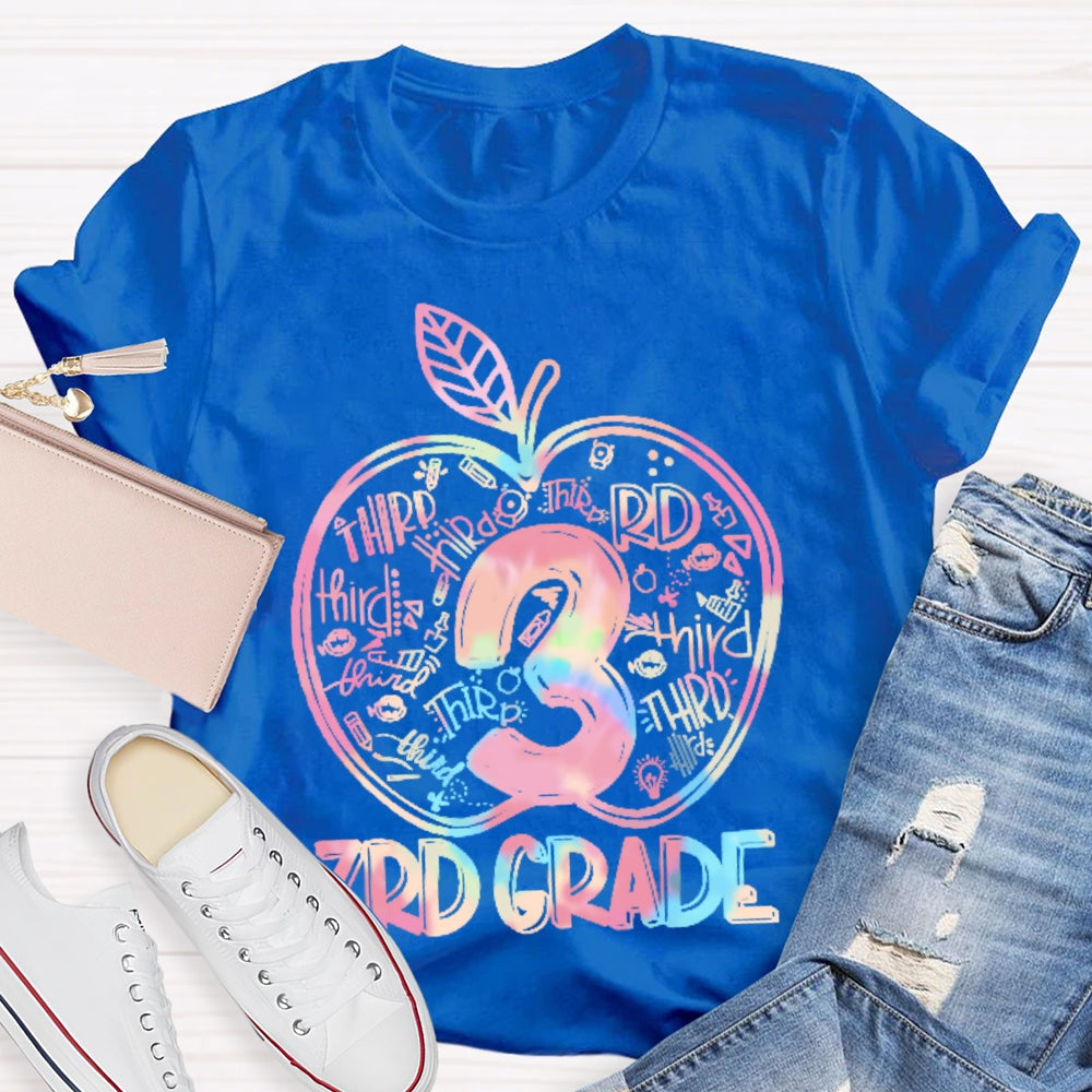 Personalized Grade 3rd Grade Colored Apples Funny T-shirt