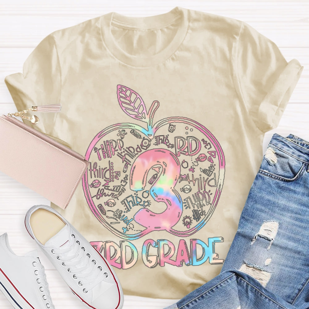 Personalized Grade 3rd Grade Colored Apples Funny T-shirt