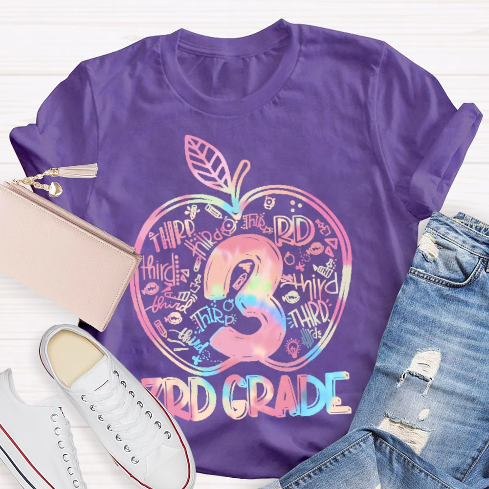 Personalized Grade 3rd Grade Colored Apples Funny T-shirt