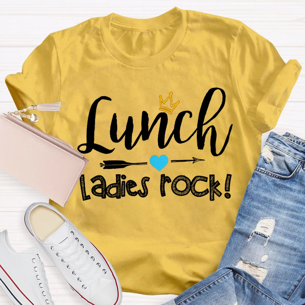 Lunch Ladies Rock Shooting Hearts And Crown T-shirt