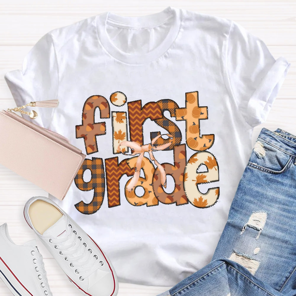 Personalized Grade First Grade Autumn Atmosphere Funny T-shirt