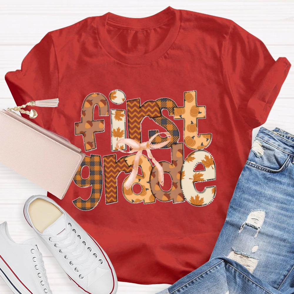 Personalized Grade First Grade Autumn Atmosphere Funny T-shirt