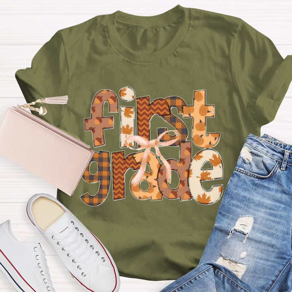 Personalized Grade First Grade Autumn Atmosphere Funny T-shirt