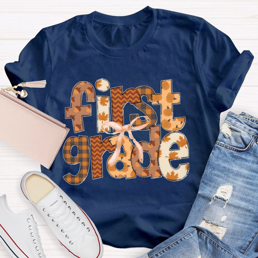 Personalized Grade First Grade Autumn Atmosphere Funny T-shirt
