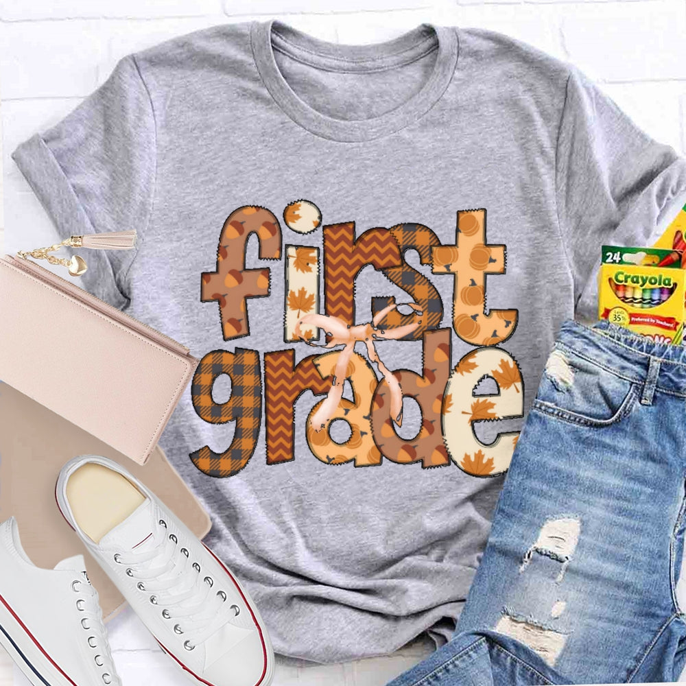 Personalized Grade First Grade Autumn Atmosphere Funny T-shirt
