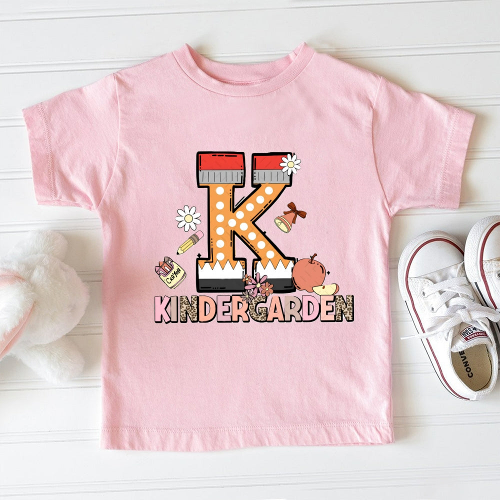 K Is For Kindergarten Leopard Letter Toddler T-Shirts