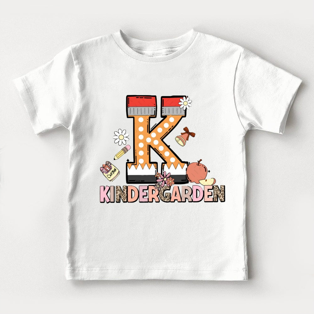 K Is For Kindergarten Leopard Letter Toddler T-Shirts