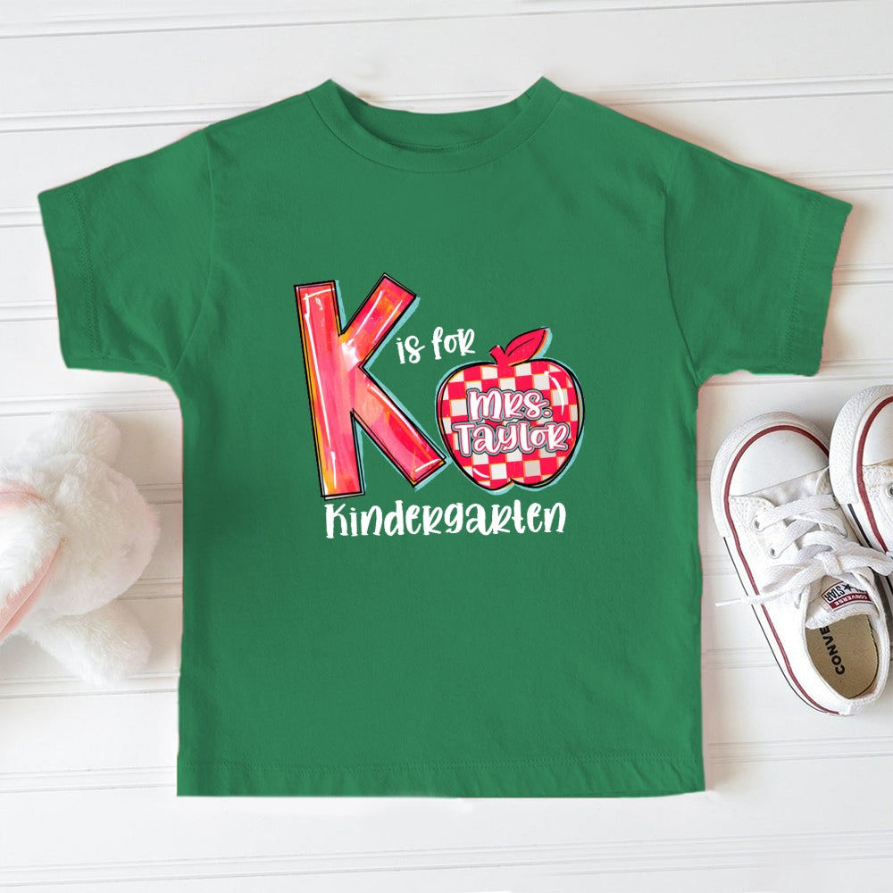 Personalized Grade K Is For Kindergarten Toddler&Kids Tees