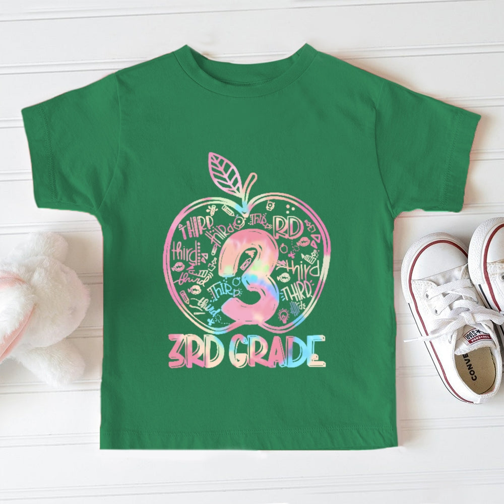 Personalized Grade 3rd Grade Colored Apples Funny Toddler&Kids Tees