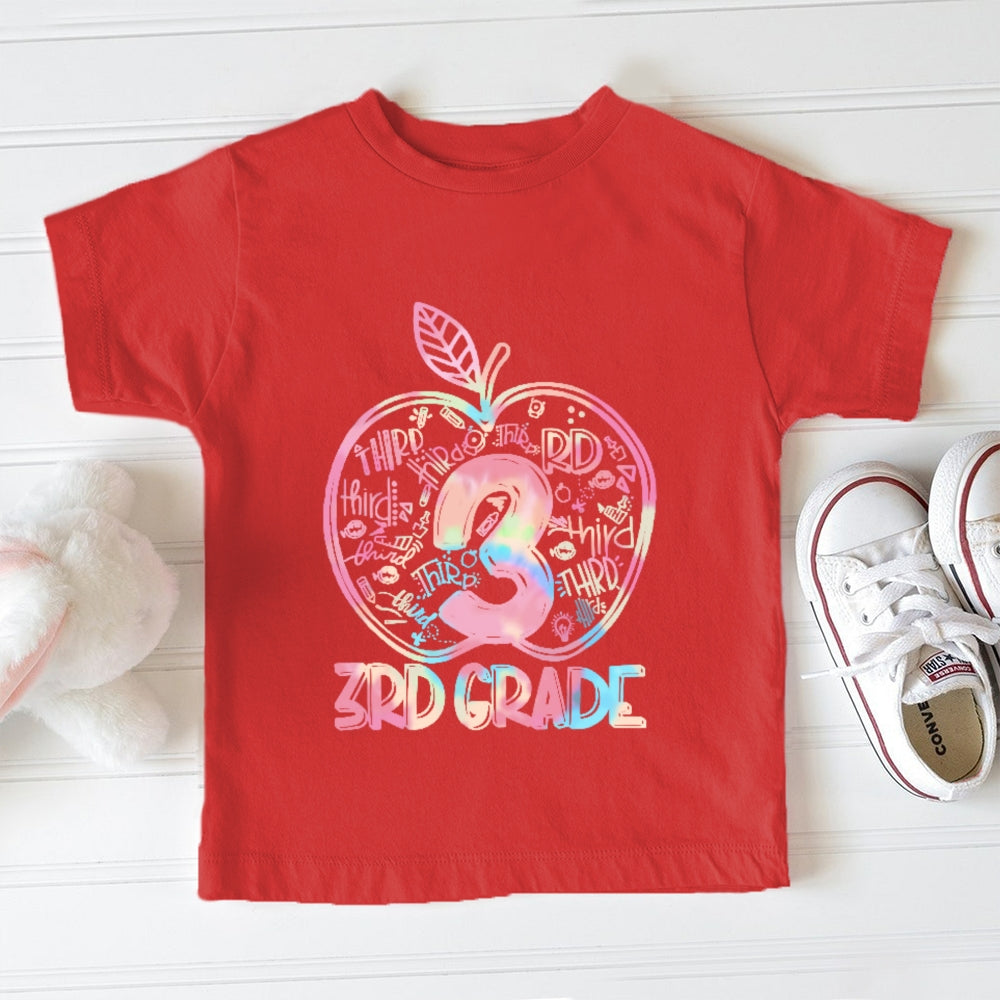 Personalized Grade 3rd Grade Colored Apples Funny Toddler&Kids Tees