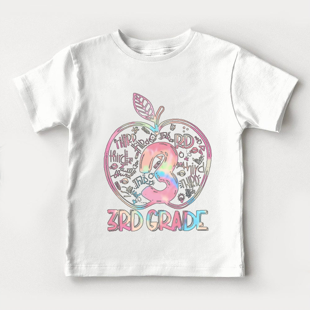 Personalized Grade 3rd Grade Colored Apples Funny Toddler&Kids Tees