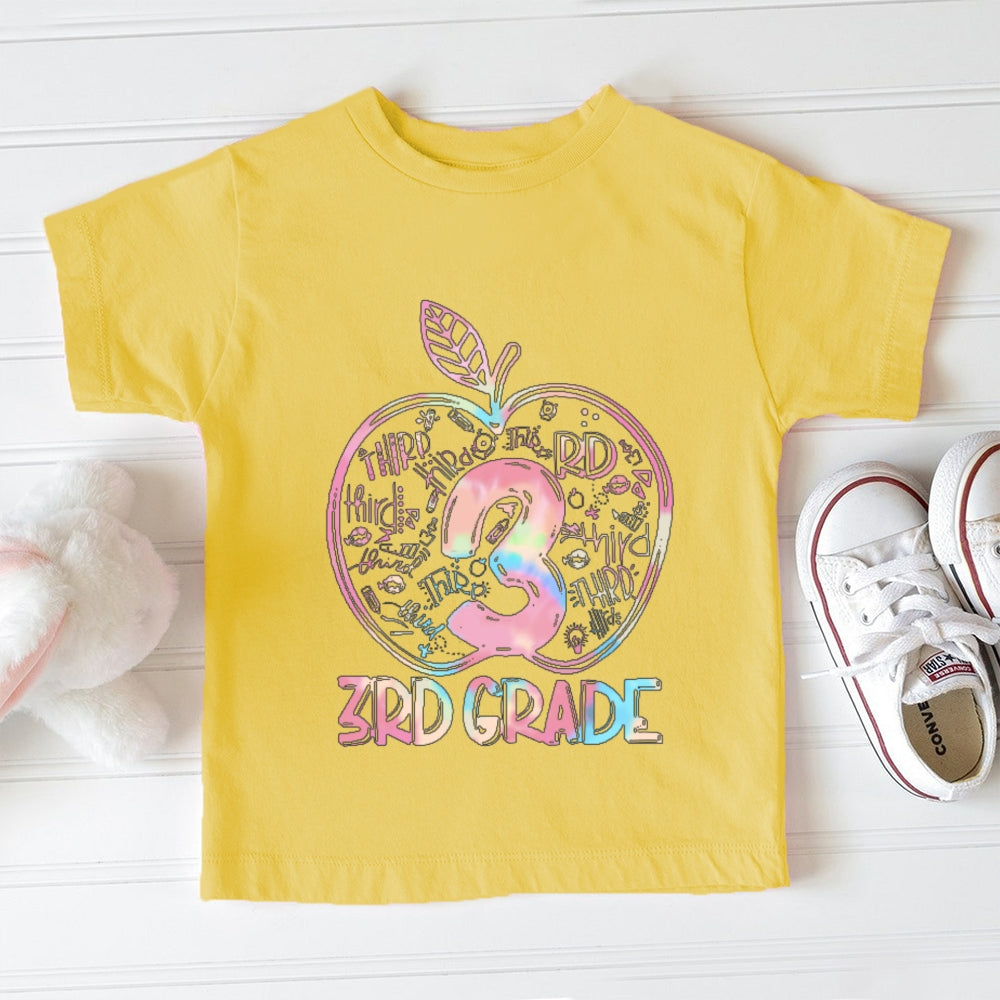 Personalized Grade 3rd Grade Colored Apples Funny Toddler&Kids Tees