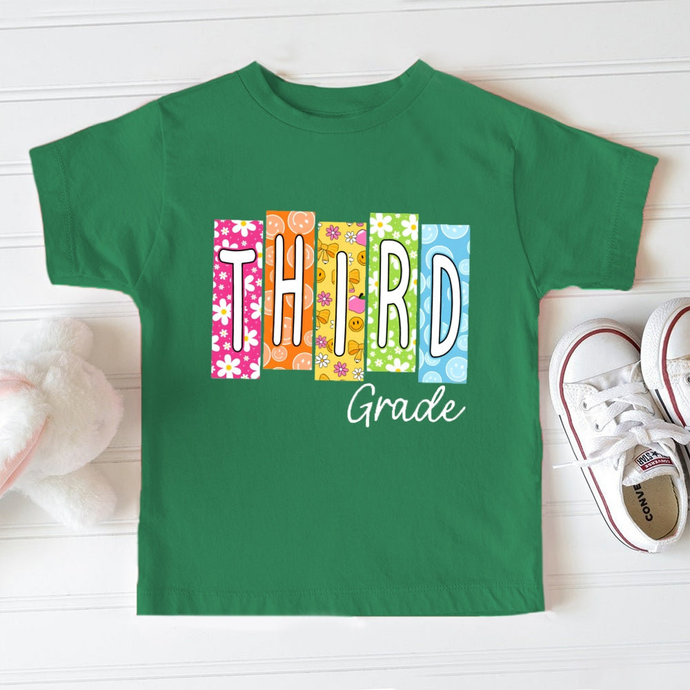 Personalized Grade Sunny Flowers Toddler T-Shirts