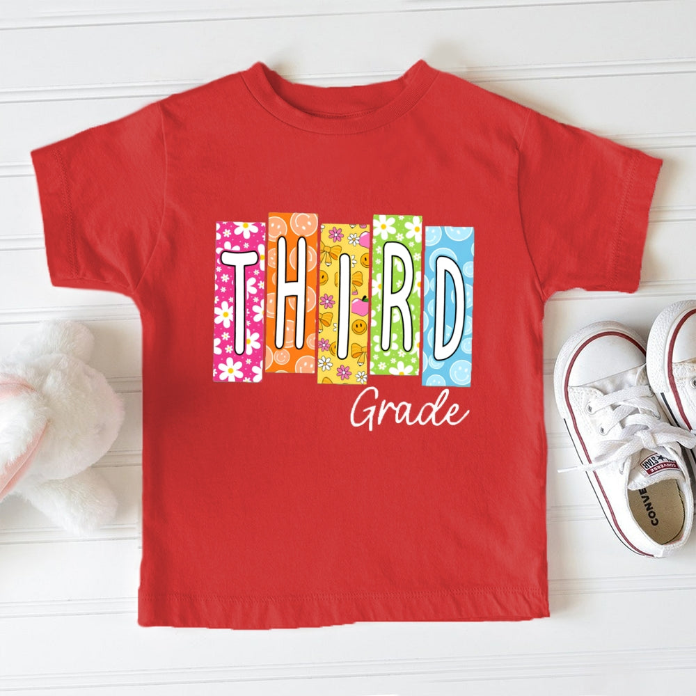 Personalized Grade Sunny Flowers Toddler T-Shirts