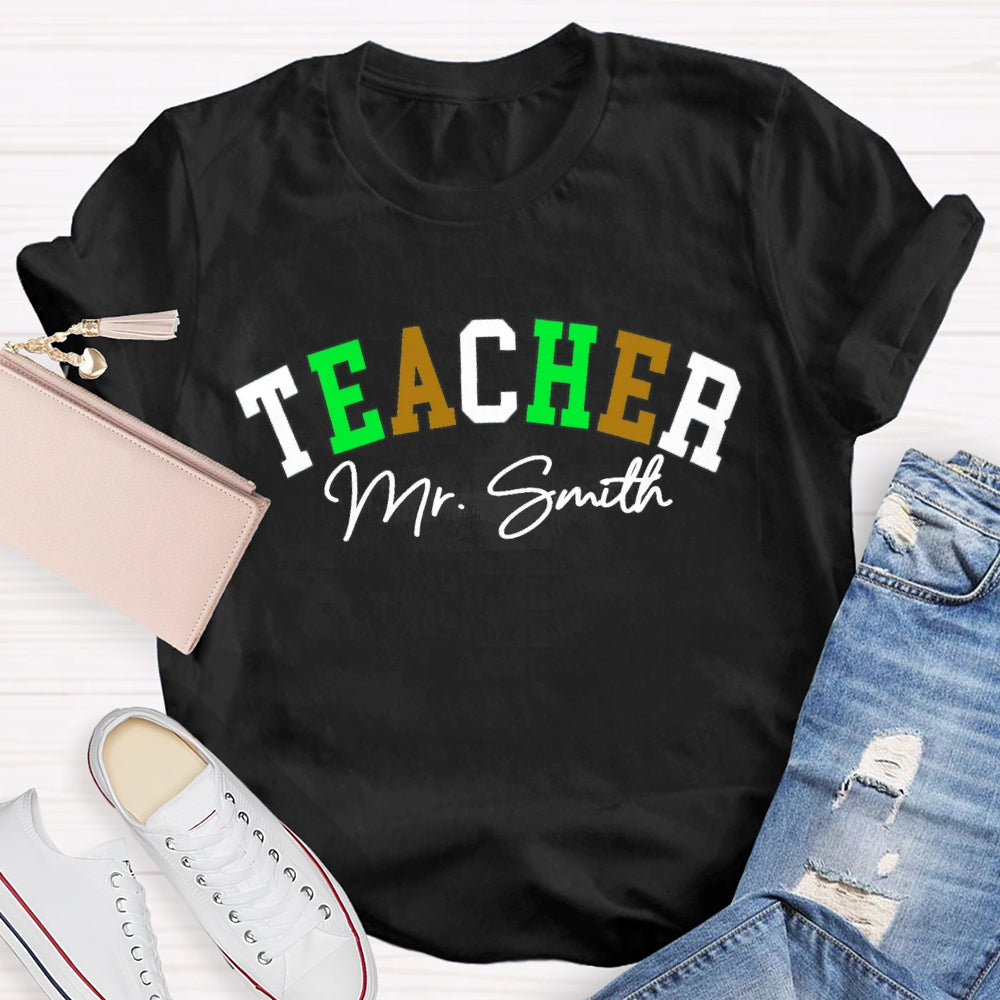 Personalized Name Colorful Vintage Letter T-Shirt