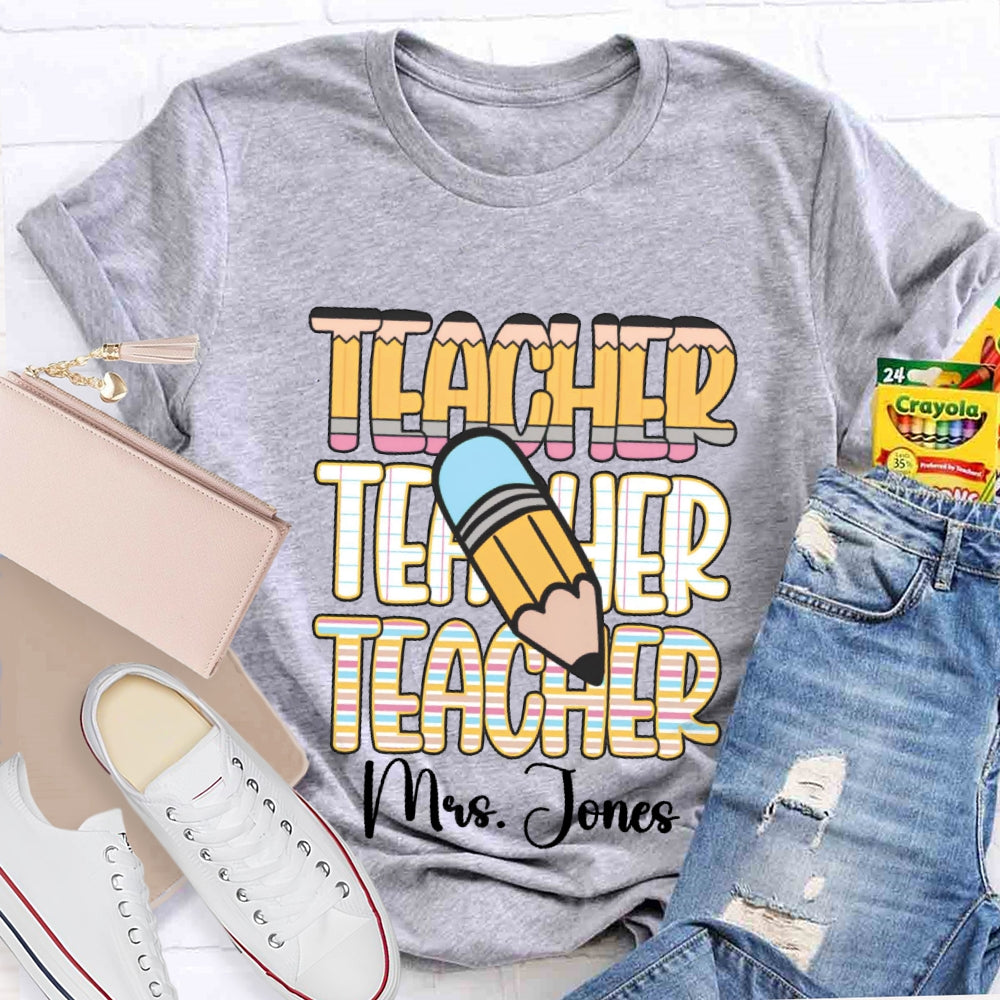 Personalized Name Colorful Stripe Print T-Shirt
