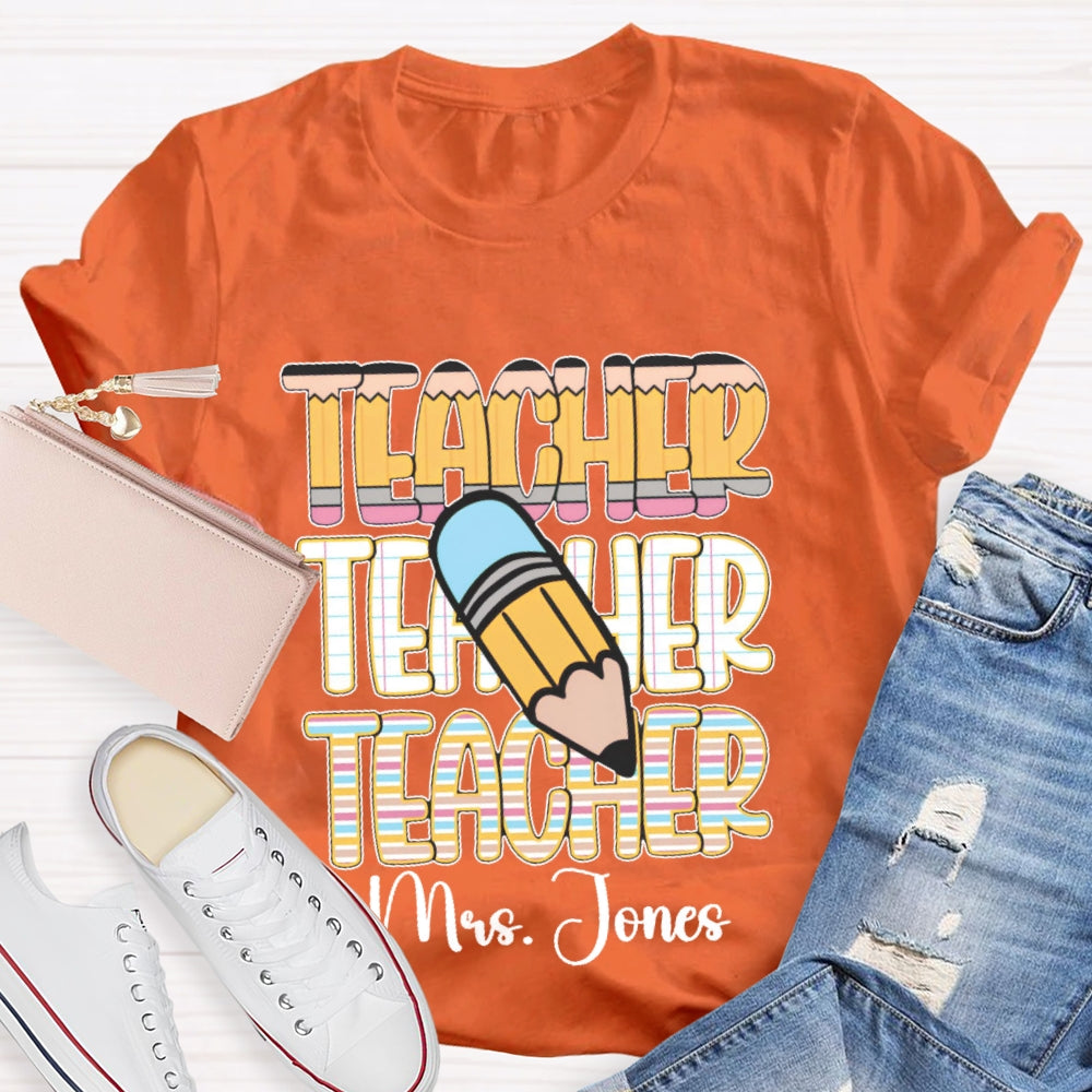 Personalized Name Colorful Stripe Print T-Shirt