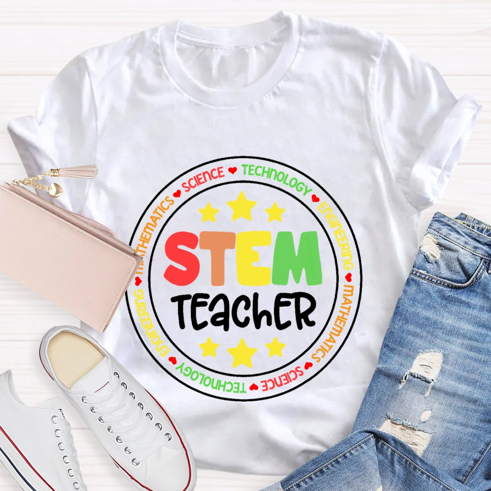 Stem Science Technology Engineering Teacher Letters T-shirt