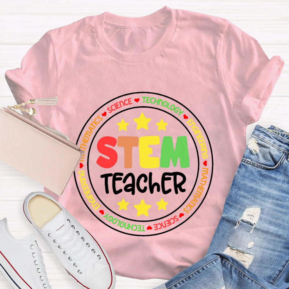 Stem Science Technology Engineering Teacher Letters T-shirt