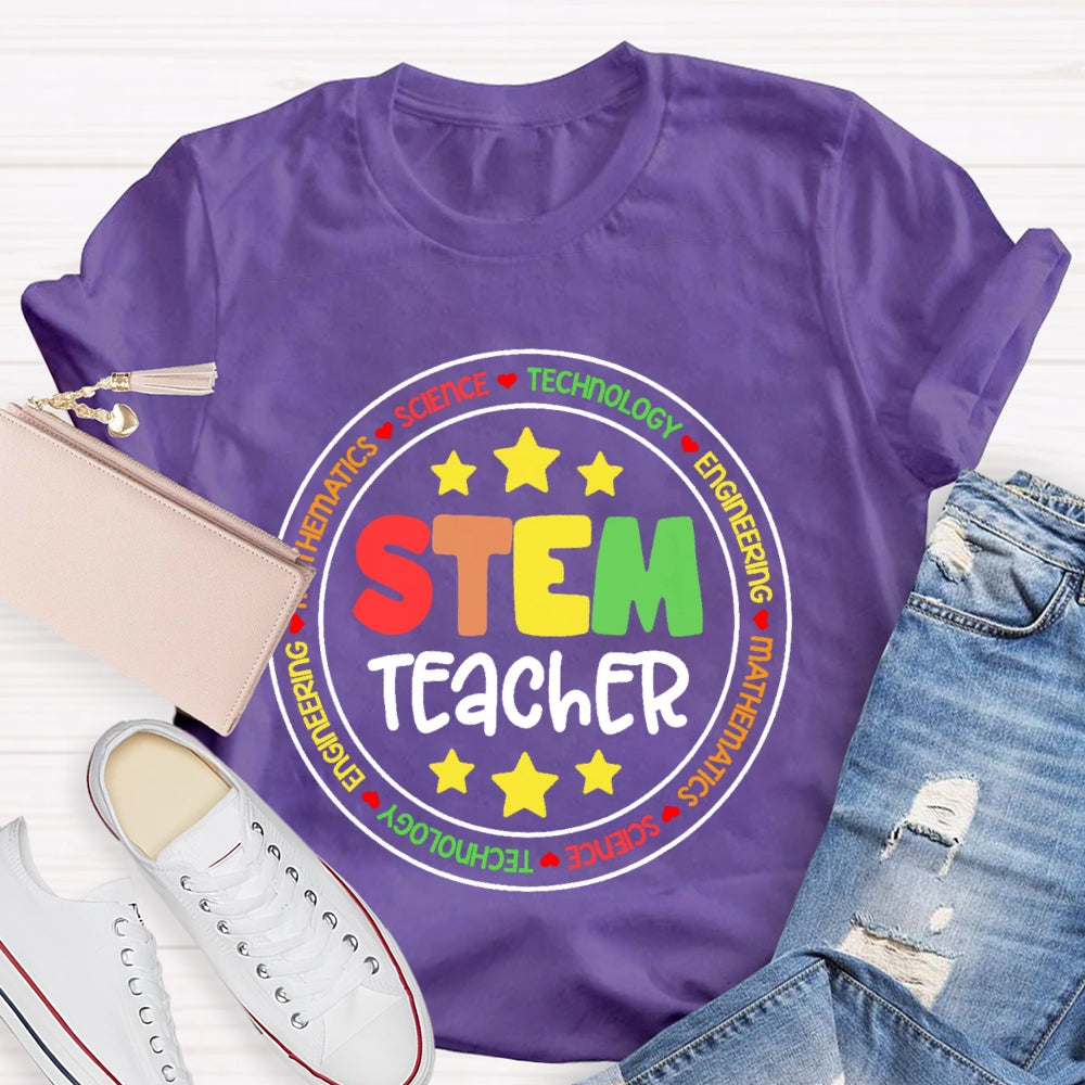 Stem Science Technology Engineering Teacher Letters T-shirt