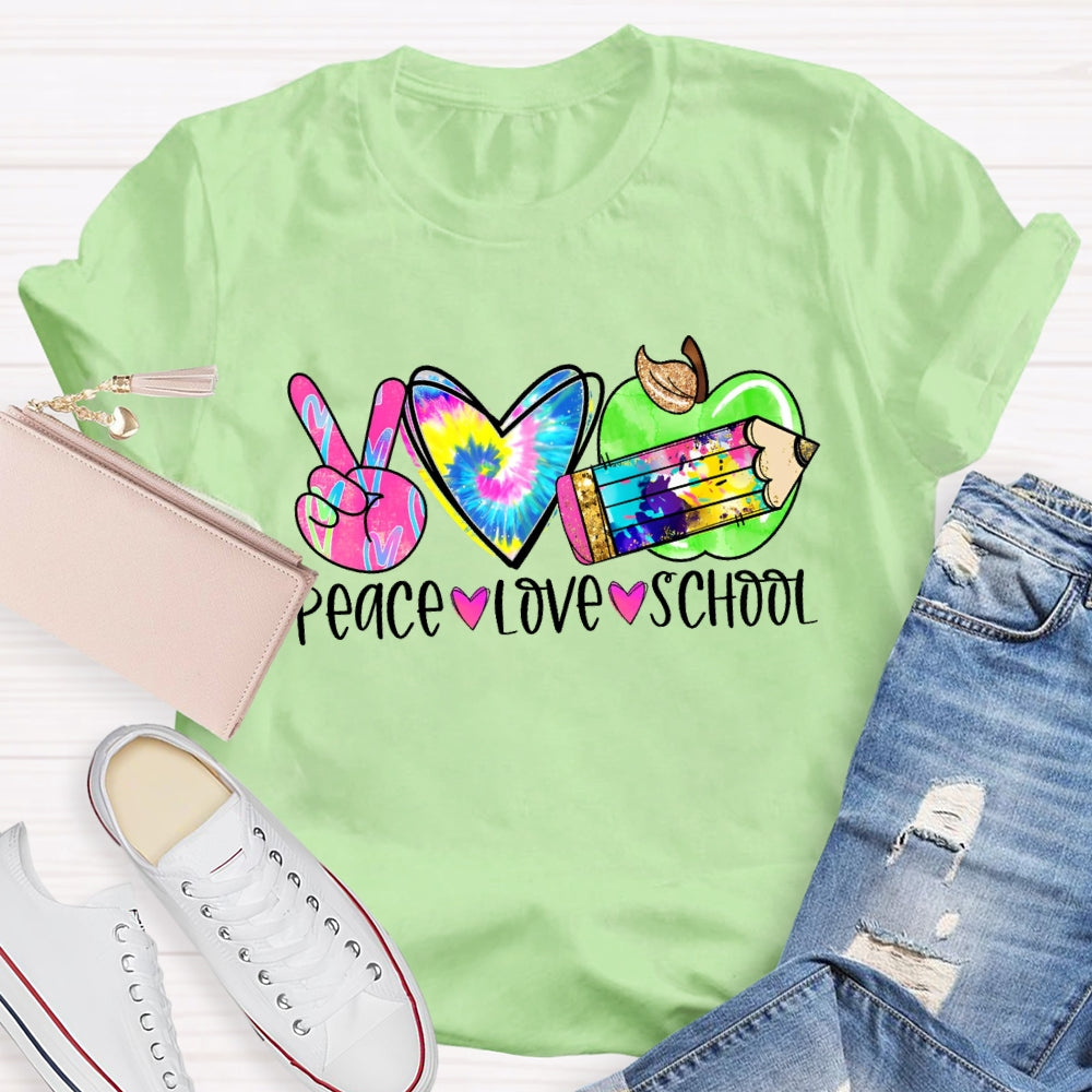 Peace Love School Colorful T-shirt