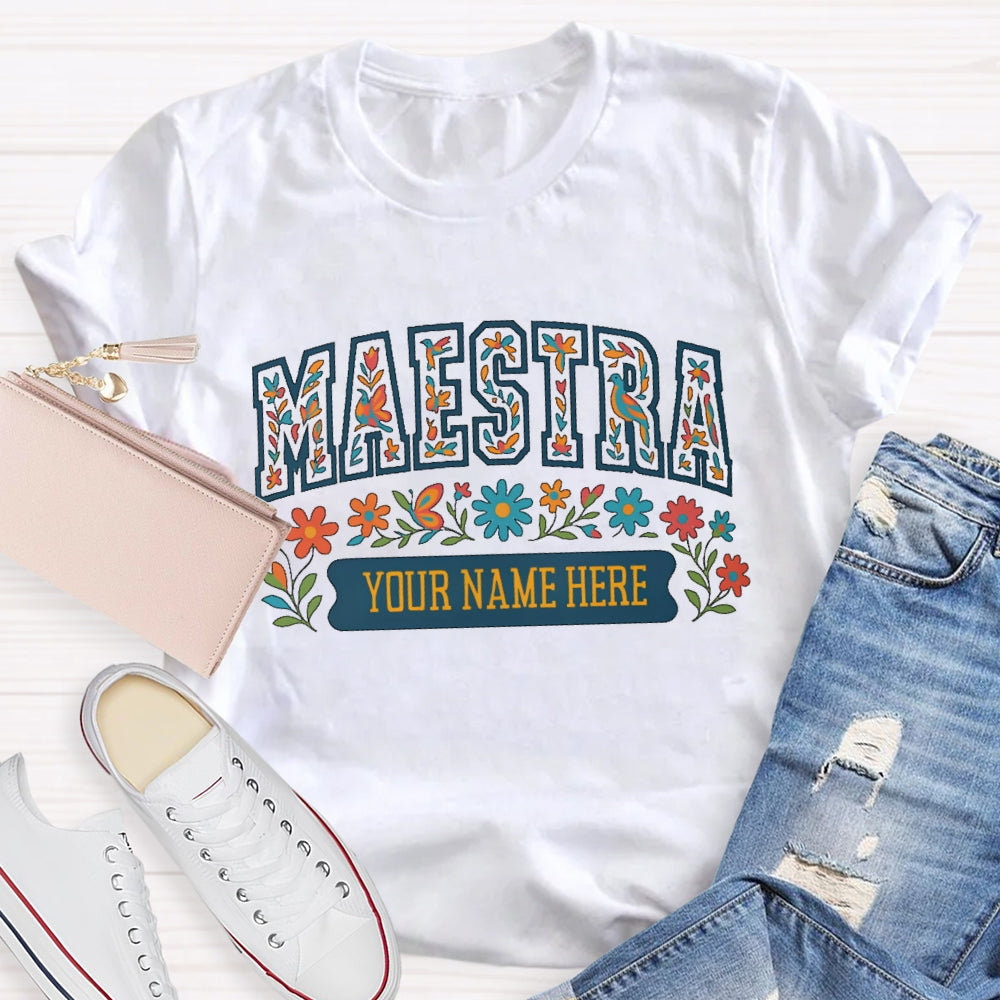 Personalized Name Maestra Floral Letters T-shirt