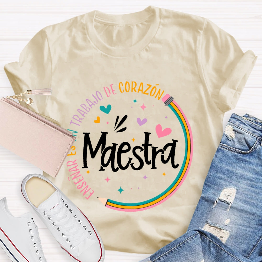 Maestra Rainbow Pencil Letters T-shirt