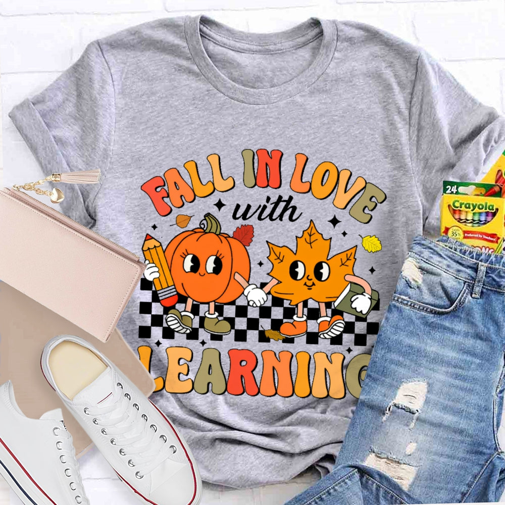 Fall In Love With Learning Teacher Cute Pumpkin T-shirt