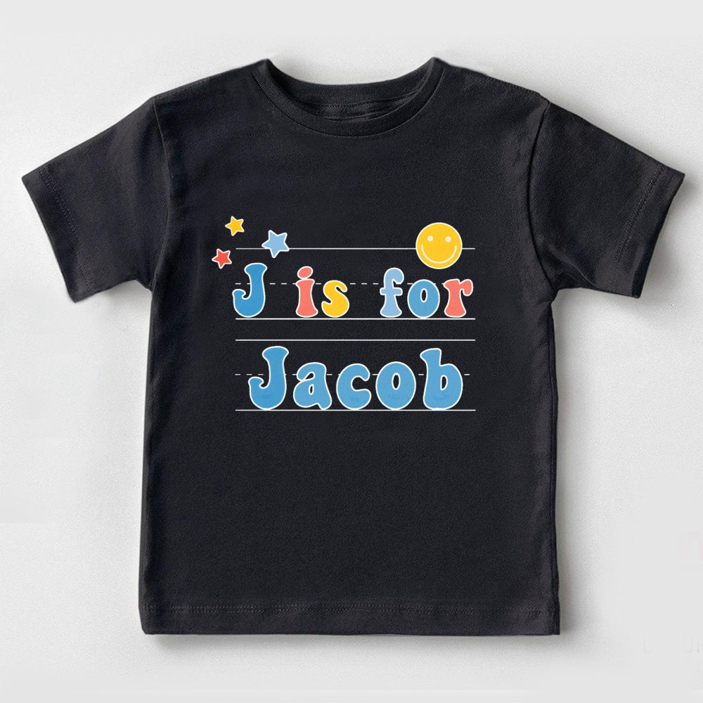 Personalized Name J Is For Jacob First Day Of School Toddler T-shirts