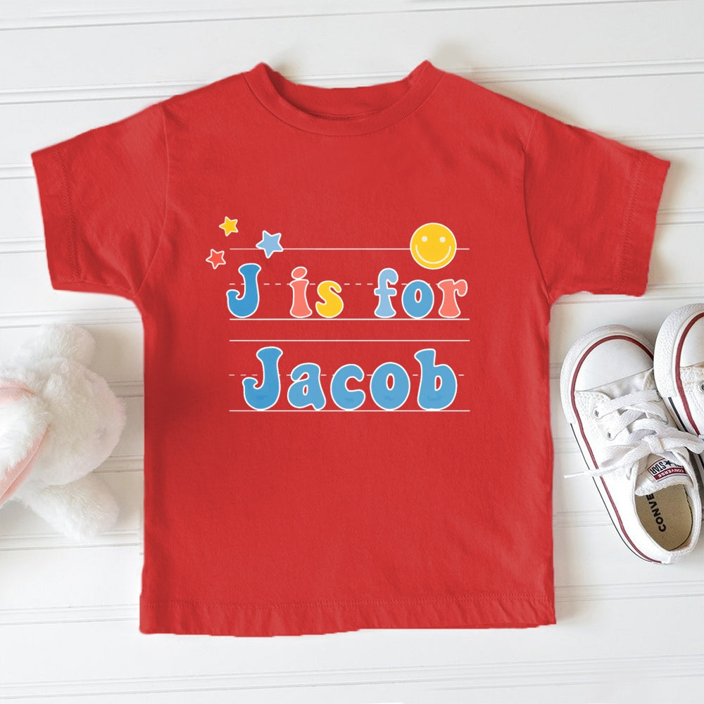 Personalized Name J Is For Jacob First Day Of School Toddler T-shirts
