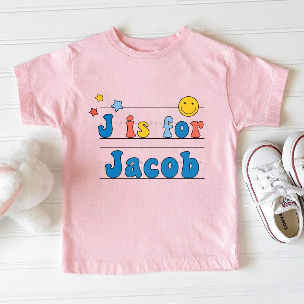 Personalized Name J Is For Jacob First Day Of School Toddler T-shirts