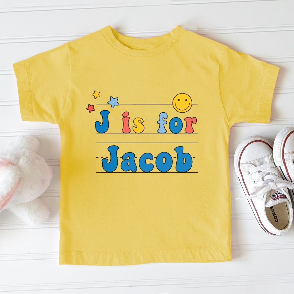 Personalized Name J Is For Jacob First Day Of School Toddler T-shirts